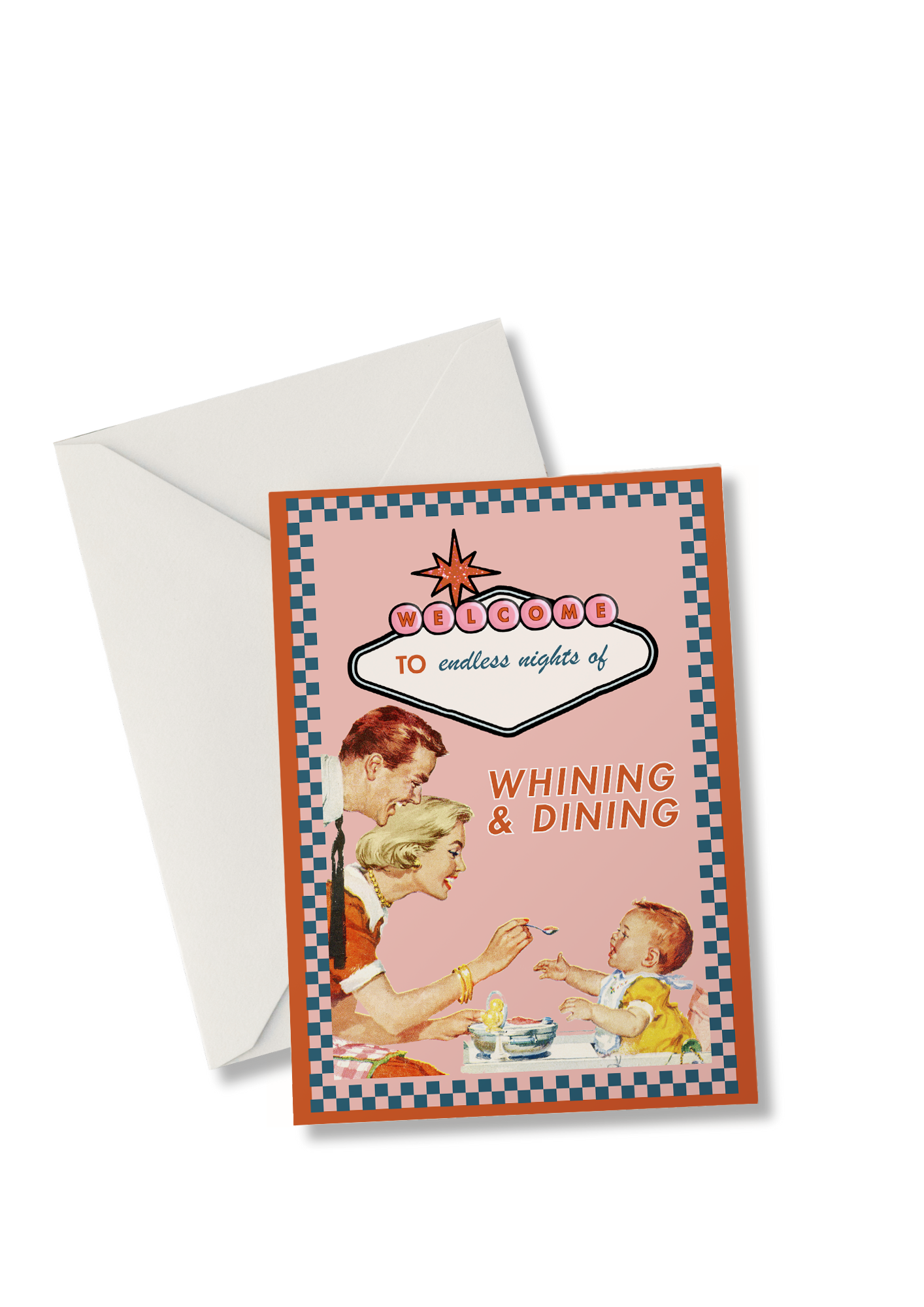 Whining & Dining - Baby Shower Greeting Card