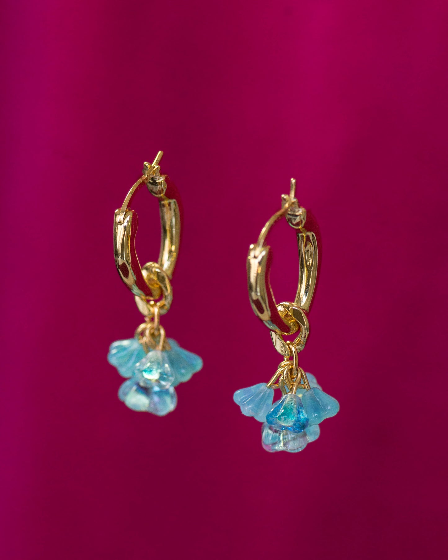 Signature Flower Drop Earrings - Aqua