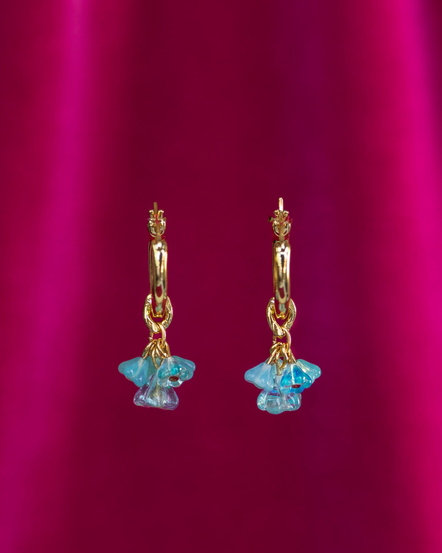 Signature Flower Drop Earrings - Aqua