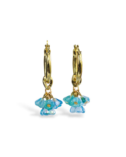 Signature Flower Drop Earrings - Aqua