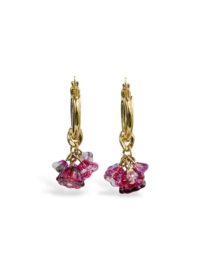 Signature Flower Drop Earrings - Berry