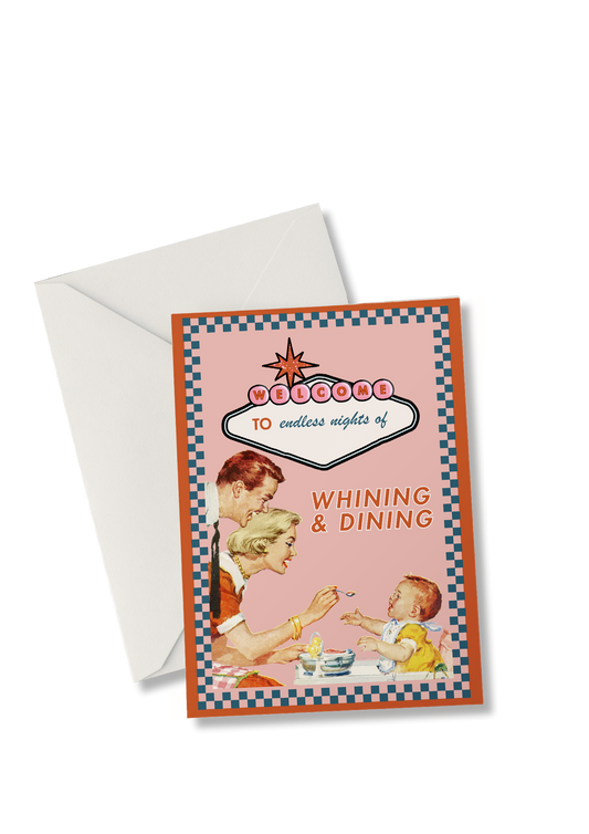 Whining & Dining - Baby Shower Greeting Card