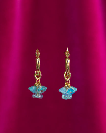 Signature Flower Drop Earrings - Aqua