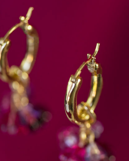 Signature Flower Drop Earrings - Berry