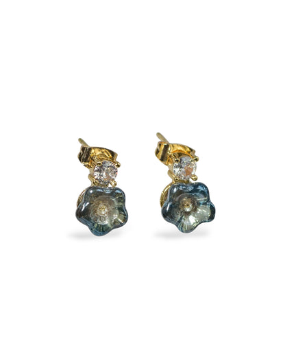 Juliette Bridesmaid Flower Stud Earrings - Blue