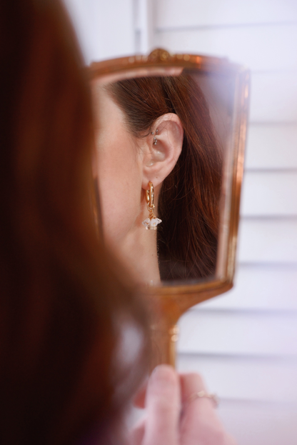Signature Flower Drop Earrings - Berry
